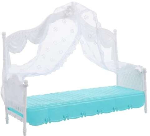 Gogogmee Mini Bett Für Puppenhaus Mit Spitzennetz Puppenbett Spielset Für Junge Mädchen Miniaturmöbel Für Große Puppen
