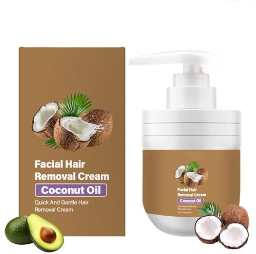 100g Facial Hair Removal Cream,Coconut Oil Facial Depilatory Cream,Gentle Depilatory Cream for Upper Lip & Chin,Moisturizing & Soothing Facial Hair Remover for Women,Chin Hair Removal for Women