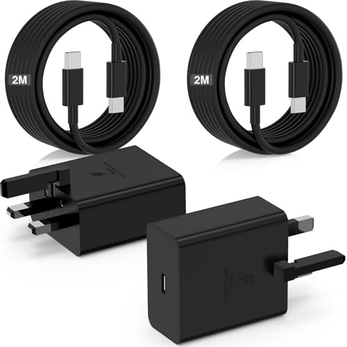 USB C Super Fast Charger 45W 2Pack for Samsung Galaxy S26/S26+/S26 Ultra/S25/S25+/S25 Ultra/S24/S24 Ultra/S23/S23 Ultra/S22/S21/S20/A55/A54/A15/A14, USB C Plug with 2Pack 2M Type C Charging Cable