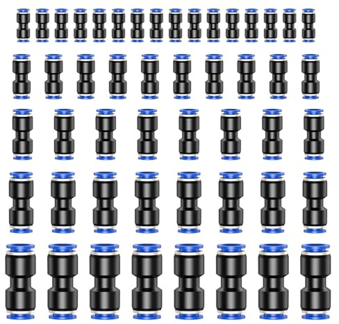 Pneumatik Steckverbinder, 50 Stück Push In Schnellkupplung, 4/6/8/10/12mm Air Push Schnellkupplungen für Verbindung von Luft Schlauch Pneumatische Fittings für Verbindung von Luft Schlauch