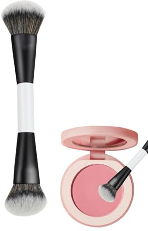 Kixolazr Pinceau De Maquillage - Double Embout Poils Denses - Pinceau De Fusion Pour Maquillage Du Visage Et Sous Les Yeux - Pour Blush Highlighter Correcteur Bronzer Crème Fusion Femmes Maison Voyage