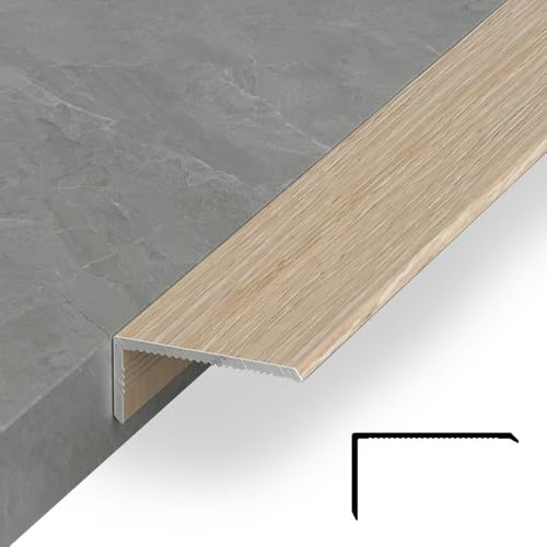 HOUKOIKBUG 90 100 120cm L-förmig Treppenkantenschutz Aluminium Stufenkantenprofil Holzmaserung Forma De L Treppenkantenprofil Für Parkett(Golden Oak,90cm/36in)