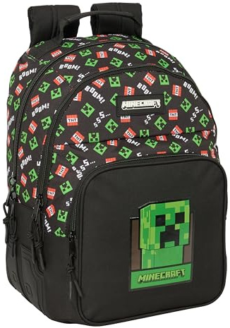 Minecraft Schulrucksack für Kinder, ideal für Kinder verschiedener Altersgruppen, bequem und vielseitig, Qualität und Widerstandsfähigkeit, 32 x 15 x 42 cm