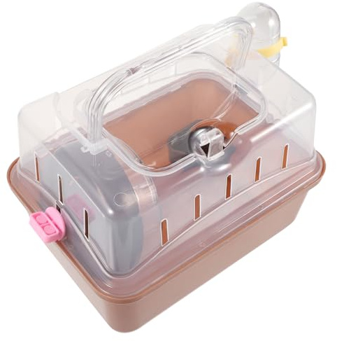 YARNOW Hamstertransportbox mit Wasserflasche Atmungsaktiv für Ausflüge Camping und Reisen Geeignet Kleintierkäfig für Mäuse und Rennmäuse