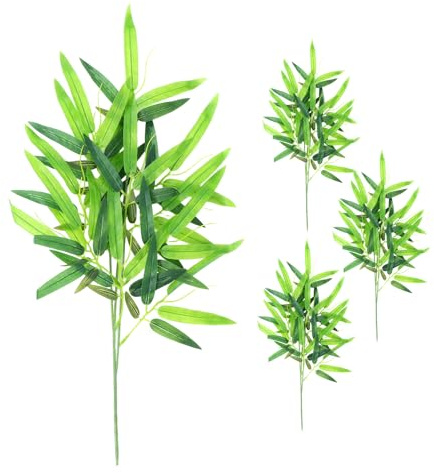 OSALADI Branches de Bambou Artificielles 4 Pièces pour Décoration Murale et Paysagère Intérieure et Extérieure, Maison et Jardin