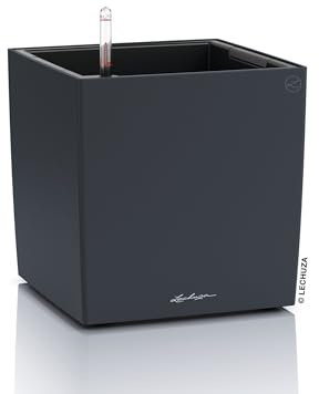 Lechuza Cube Color 30 schiefergrau, Pflanzgefäß mit Bewässerungssystem | inkl. Wasserstandsanzeiger und Pflanzeinsatz, 29,5 x 29,5 x 30 cm, 19441