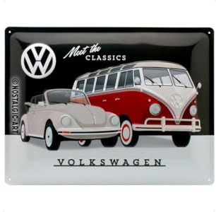 Nostalgic-Art Retro Tin Sign – Volkswagen – VW – Meet The Classics – Bus gift idea, Metal Plaque, Vintage design for wall decoration, 30 x 40 cm