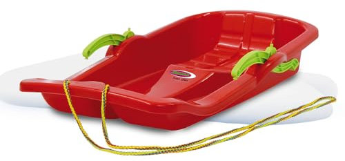 JAMARA 460364 - Snow Play Bob Karol mit Bremse 80cm - Lenkung durch Ziehen der jeweiligen Handbremse, Seil zum Ziehen, aerodynamische Bauweise, ergonomische Sitz, robuster Kunststoff, 1KG, rot