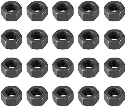 sourcing map Sechskantmuttern, M10x1,5mm Metrisches Grobgewinde Sechskant Mutter, Kohlenstoffstahl, Packung mit 20 (Schwarz)