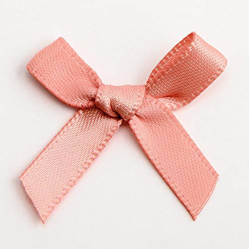 Italian Options Mini Satin Ribbon Bows Small Bow Decorations for Crafts Gifts Hampers Hair Bow Wedding Stationery Floristry Christmas Cakes Crafting Rose Gold 100 Pack 3 cm