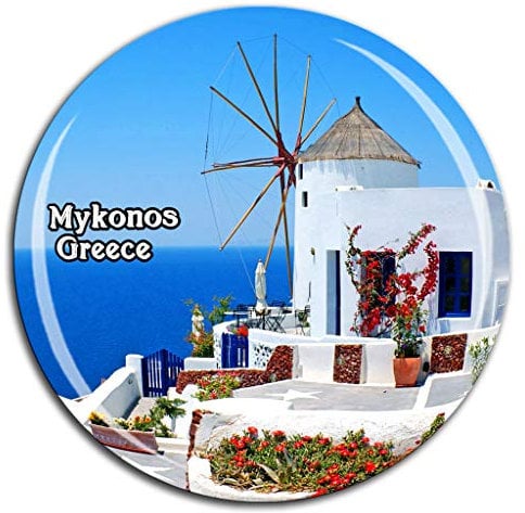 Windmill Mykonos Greece Fridge Magnet 3D Crystal Glass Tourist City Travel Souvenir Collection Gift Strong Refrigerator Sticker