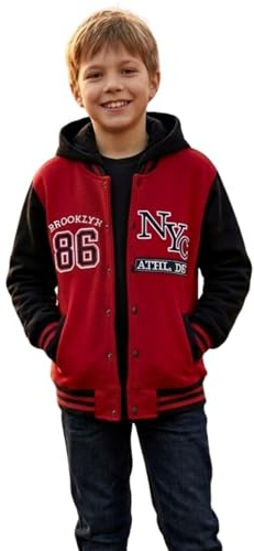 A2Z 4 Kids Unisex Kids Girls Boys Baseball Comfortable NY ATHLETIC Hooded Trending Jacket Varsity Hoodie For Kids Age 5-13 Years