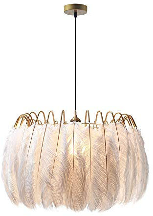 KCO Ligting Modernes Pendel Federn Licht Nordische Feder Kronleuchter Dekorative Decke Hängende Lampe Kreatives Licht für Mädchen Zimmer Schlafzimmer Wohnzimmer (Klein)