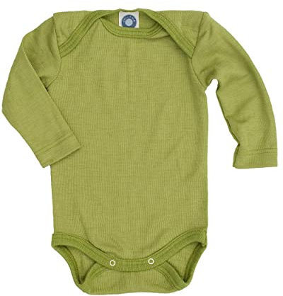Cosilana, Baby Body Langarm, 70% Wolle, 30% Seide (Grün, 98-104)