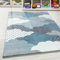 Kinderteppich Kinderzimmer Wolke Design Kinder Teppich Babyzimmer Weicher Flor, Farbe: Blau, Größe: 120 cm Rund