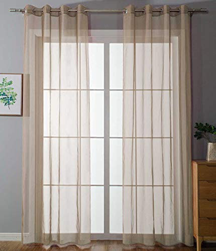 2er Set Ösenvorhänge Transparent »Uni« Gardine HxB 175x140 cm Sand Stores Vorhang Ösen Bleibandabschluß Wohnzimmer, 20332-cn2