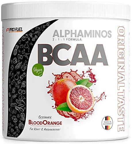 BCAA Pulver 300g BLUTORANGE - Alphaminos BCAA 2:1:1 Drink mit 8000 mg BCAA - unfassbar leckerer Geschmack, Essentielle Aminosäuren (EAA) Leucin, Isoleucin & Valin - vegan - laborgeprüft mit Zertifikat