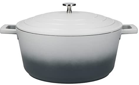 MasterClass Casserole Dish with Lid, Large 5L/28 cm, Lightweight Cast Aluminium, Induction Hob and Oven Safe, Grey Ombre