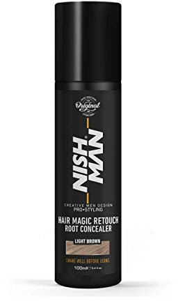 NISHMAN Magic Retouch Ansatz-Korrektor - Hellbraun 100ml - Sofortige Grauabdeckung & Farbauffrischung für den Haaransatz – Schnell trocknendes, Langanhaltendes Haarspray für einen Natürlichen Look