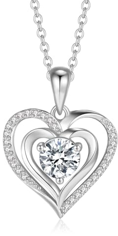 Jrêveinfini Herz Halskette Damen 925 Silber mit Anhänger, Zirkonia Schmuck für Frauen mit Geschenkbox, Geschenk zu Weihnachten, Valentinstag, Muttertag & Geburtstag