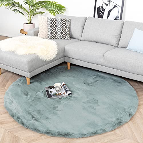 FRAAI | Home & Living Hochflor Teppich Rund - Comfy Supreme Türkis - Shaggy, Einfarbig - Modern, Skandinavisch - Wohnzimmer, Esszimmer, Schlafzimmer - Fellteppich - Carpet