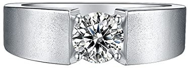 Gem's Beauty Moissanite Herrenringe Solitaire Herrenring 925 Sterling Silber Ehering 1,0 Karat 6,5 mm Moissanite Verlobungsring Diamantringe für Mann Hochzeit Edlen Schmuck (Größe 10