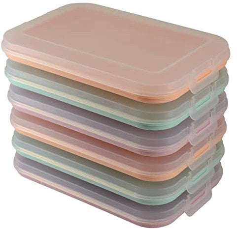 Engelland 6er Set Aufschnitt-Dosen mit integrierter Servierplatte, Frischhaltedose, Aufbewahrungsbox, Lebensmittelbehälter, Aufschnitt-Box, stapelbar, BPA-frei, Küchenbedarf, Kunststoff bunt