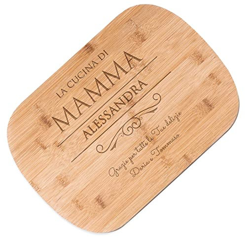 Maverton Tagliere in bambù - incisione personalizzata - battilardo rettangolare - eco-friendly - dimensioni 35cm x 25cm - pensiero speciale per la donna - cucina di mamma