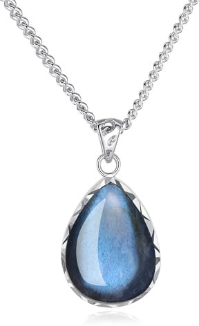 COAI Collier Maille Argent 925 Pendentif Goutte d'Eau Labradorite Femme