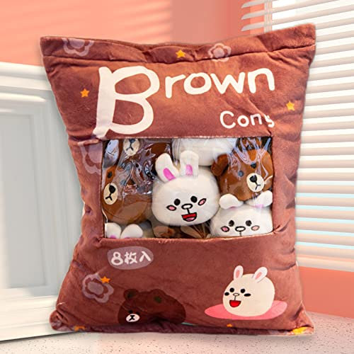 HICAS Cute Snack Pillow Stuffed Animal Toys,Kawaii Cute Plush Doll Cushion,Pudding Decorative Removable Kitty Cat Dolls Creative Toy Birthday for Teens Girls Kids (Bear)