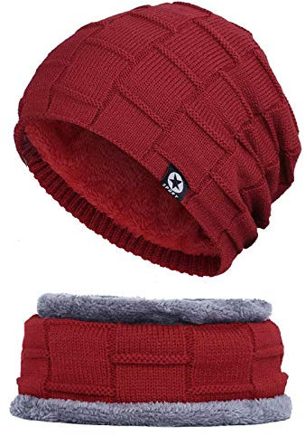 PAIHUIART Knitted Hat Beanie Hats Women Men Winter Hat Thickened Plush Brimless Urinal Hat Winter Hat Knitted Hat Warm And Soft Pullover Hat Two Piece Collar Hat Pea Hat Onesize Red02