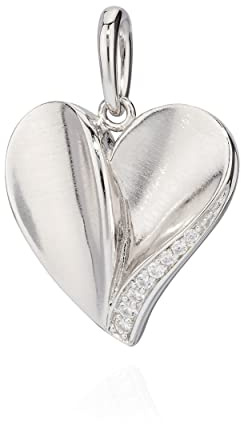 NKlaus Kettenanhänger Herz 925 Silber anlaufgeschützt 21x20mm Amulett Zirkonia weiß