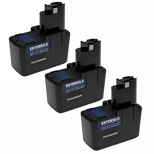 EXTENSILO 3x Battery compatible with Bosch B2310, B2500, AHS A, ASG 52, ATS 12-P, B2300, AHS 3, AHS 4 Power Tools (3300 mAh, NiMH, 12 V)