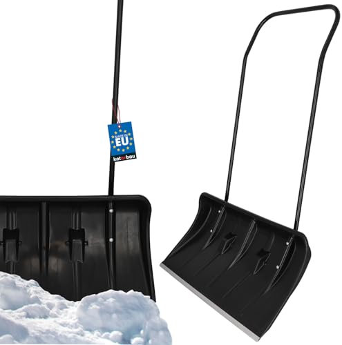 KOTARBAU® Pala da Neve con Ruote 80 cm Pala da Neve con Profilo in Alluminio Pala da Neve con Manico in Metallo Spazzaneve ECO Nero