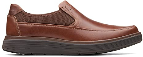Clarks Mens Slip On Casual Shoe Un Abode Go - Dark Tan Leather - UK Size 10G - EU Size 44.5 - US Size 11M