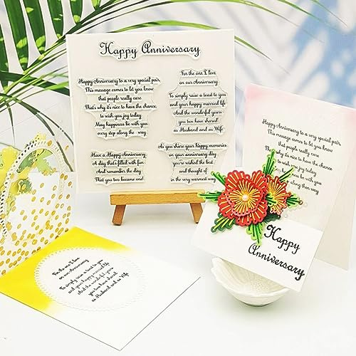 Alinacutle Transparente Stempel mit Aufschrift Happy Anniversary Greetings, für Kartenherstellung, Scrapbooking, Papierbasteln