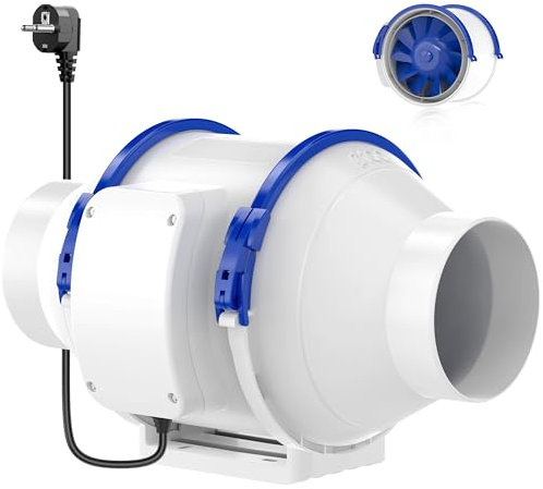 HG Power Abluftventilator, 100 mm, leistungsstark, 230 V, mit EU-Stecker, 1 m Kabel, für Büro, Toilette, Küche, Halle, Hydrokultur