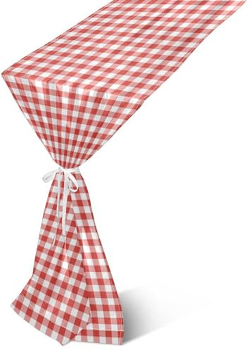 Chemin de table de Noël à carreaux rouges et blancs - Décoration d'automne pour la maison - Décoration de table de Noël - 274,3 cm de long