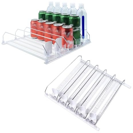 Fridge Can Dispenser, Self Pushing Soda Can Organizer Spring Loaded Can Holder Fridge Drink Dispenser for Pantry Kitchen (5PCS)