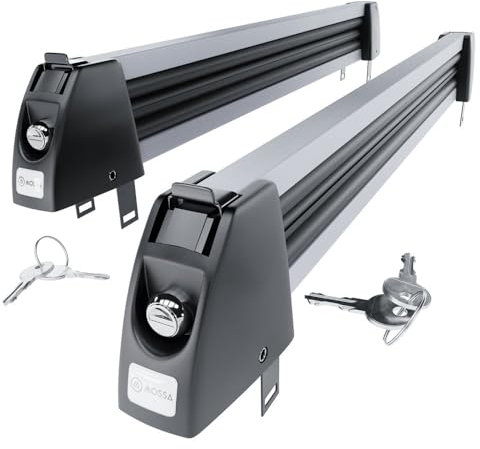 Mossa Porte-Skis sur Toit de Voiture - Argent - pour 5 Paires de Skis ou 4 Snowboards