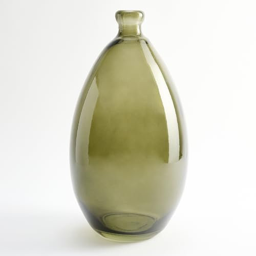 Vaso di vetro riciclato con design semplice - Vaso di vetro fatto a mano Decorazione domestica in stile mediterraneo (Verde Oliva)