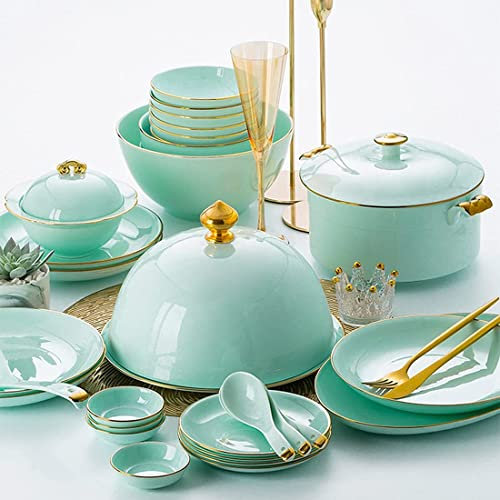 Juegos de vajilla celadon underglaze - juego de vajilla de porcelana premium juego de vajilla - servicio Para 12 juegos de vajilla (80 piezas), paquete de regalo