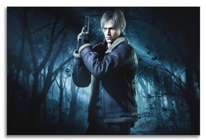 Resident Evil 4-Spiel-Poster, dekoratives Gemälde, Leinwand-Wandposter und Kunstdruck, modernes Familienschlafzimmer-Dekor-Poster, 20 x 30 cm
