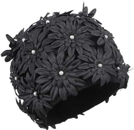 Gorro de baño de flores pétalos sombrero de natación floral para mujer, gorro de piscina, estilo vintage, gorro de baño, adulto, pelo corto y largo, primavera y verano, tejido de poliéster