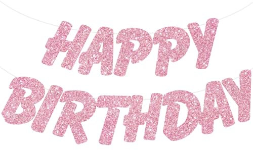 DecoGlee Schräges Geburtstagsbanner – kein Basteln, vorbespannt, Rohr und rosa | Happy Birthday Schild & Banner für Dekoration, Kinder und Frauen