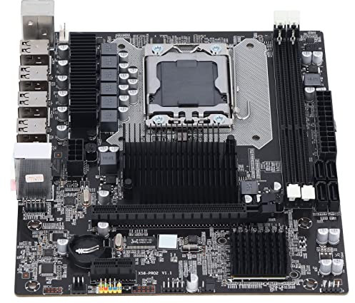 Yctze X58 Gaming Motherboard, 2 DDR3 DIMM LGA 1366 Pins, Supports ECC Memory, USB2.0 and Port, Includes One 8-Pin and One 24-Pin Power Connector