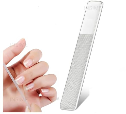 INSIME Nano Crystal Glass nail filer and buffer | Glass nail file with nail shaper for women girls | Washable Reusable Crystal Nail filler & Glass Nail Shiner polisher for professional manicure