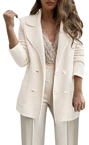 Generico Giacche da Abito e Blazer da Donna Oversize Elegante Temperamento Blazer Donna Invernale Tinta Unita Tailleur Giacca Classic Blazer Nero Donna Oversize Maniche Lunghe Corta Cappotto