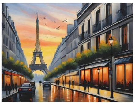 Paris Street Eiffelturm-Gemälde, gemütliche Flanelldecke, weich und warm, luxuriöse Textur, vielseitig einsetzbar, Größe XL