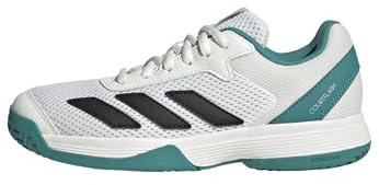 adidas Courtflash Kids Tennis Shoes, Cloud White/Pure Teal/Off White, 4 UK Child